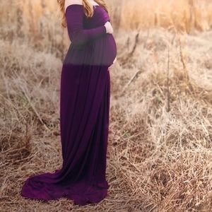 Deep Purple maternity photo shoot dress